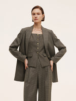 Plaid Square Neck Slim Fit Women Vest GOELIA