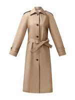 Cotton Self-Tie Belt Women Long Trench Coat GOELIA