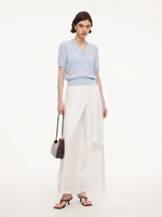 Lyocell Acetate Linen Blend Tie Front Women Pants GOELIA
