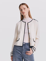 Contrast Soft Woolen Cardigan GOELIA