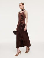 100% Acetate Women Strap Maxi Dress With Floral Choker And Eye Mask GOELIA