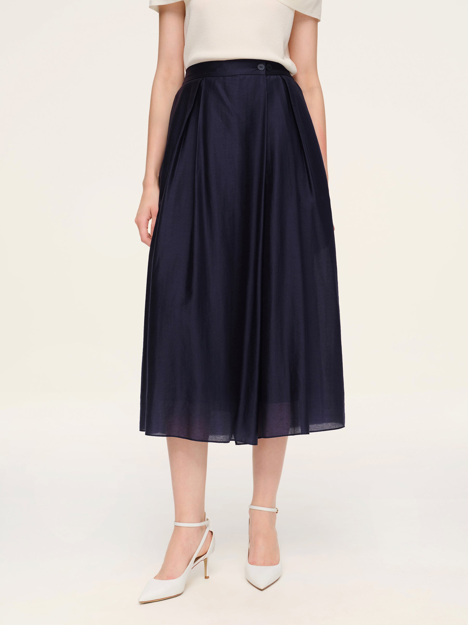 Tencel Blend Adjustable Waist Women A-Line Culottes GOELIA