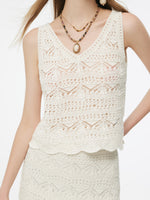 Linen Cotton Blend Women Openwork Tank Top GOELIA