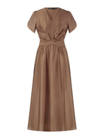 Tencel Blend Twist Front V-Neck Women Maxi Dress GOELIA