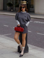 Wool Blend Women Knit Top With Detachable Brooch GOELIA