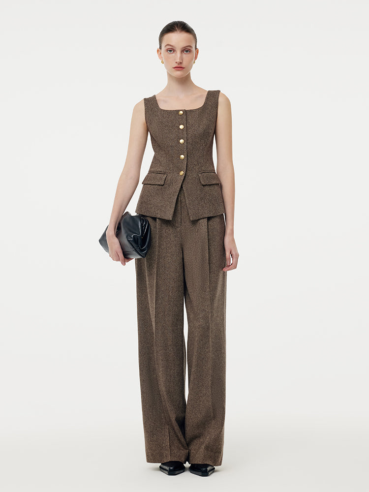 100% Washable Wool Women Full Length Pants GOELIA