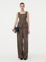 100% Washable Wool Women Full Length Pants GOELIA
