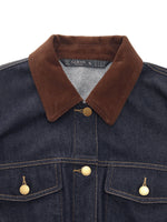 [Preview] 100% Cotton Denim Corduroy Collar Women Barn Jacket GOELIA
