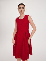 Jacquard Beaded Round Neck Women Sleeveless Mini Dress GOELIA
