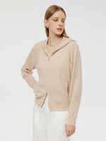 Machine Washable Wool Blend Zip-Up Women Hoodie GOELIA