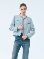 Tweed Fringe Trim Women Jacket GOELIA