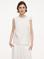 100% Linen Front Knot Tank Top And Pants Two-Piece Set GOELIA