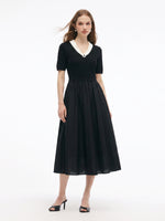 Lyocell Blend Patchwork Gather-Waisted Women Maxi Dress GOELIA