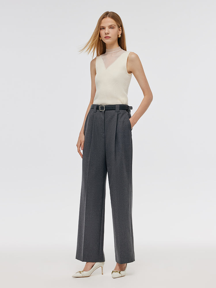 Patchwork Mock Neck Women Knitted Tank Top GOELIA