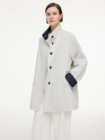 Cotton Blend Relaxed A-Line Women Mid Length Trench Coat GOELIA