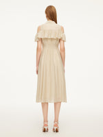 Pre-Order Tencel Acetate Linen Blend Cold Shoulder Women Maxi Dress GOELIA