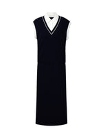 Tencel Blend Mock Layered Knit Top And Skirt Two-Piece Set GOELIA