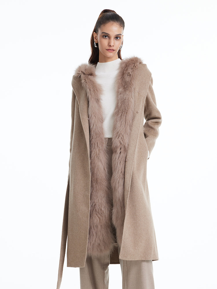Pure Cashmere Fox Fur Waistcoat Two-piece Coat GOELIA