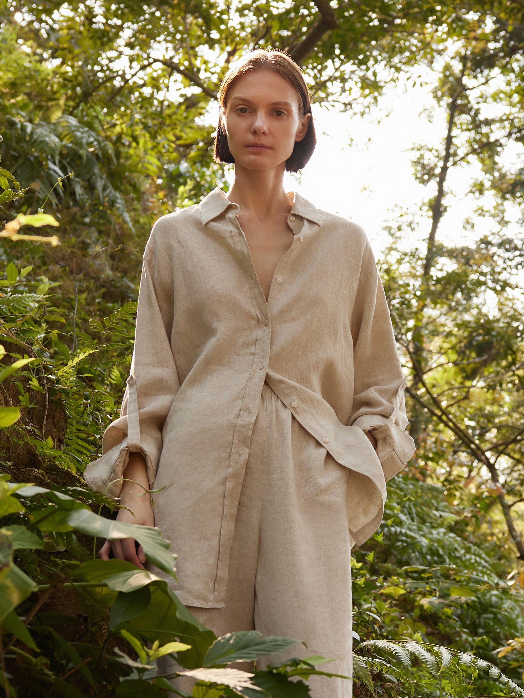 100% Linen Women Oversized Shirt GOELIA