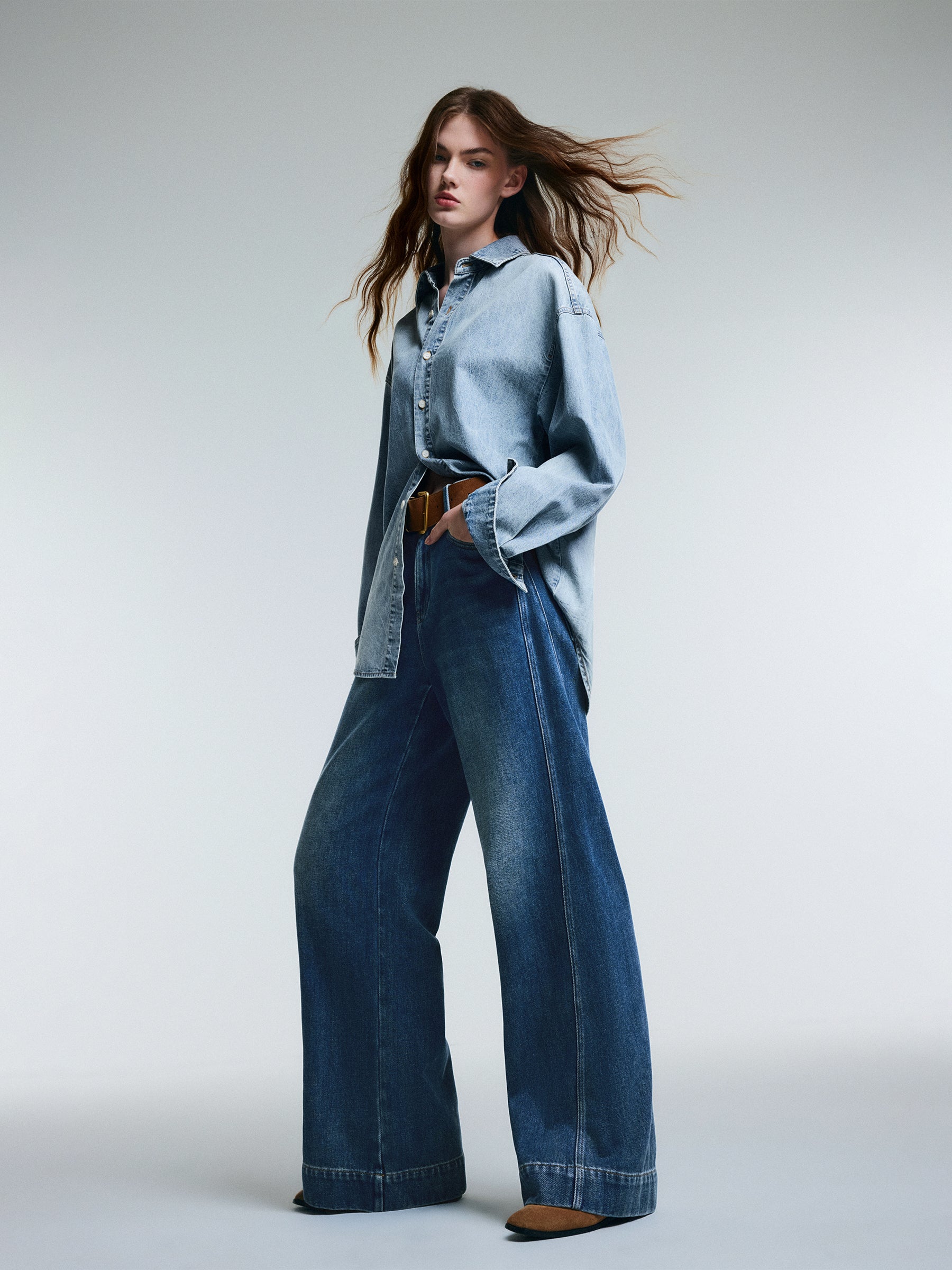 100% Cotton Denim Unisex Oversized Shirt GOELIA