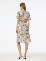19MM Mulberry Silk Floral Print V-Neck Women Wrap Midi Dress GOELIA