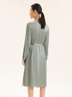 Triacetate Long-Sleeve Slim Midi Collared Dress GOELIA