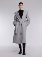 [Preview] Double-Faced Wool Yak Silk Blend Women Hooded Wrap Overcoat GOELIA