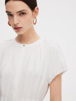 Acetate Blend Gathered Waist Women Maxi Dress GOELIA