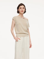 Tencel Mulberry Silk Blend Women Knit Top With Detachable Necklace GOELIA