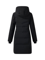 Hooded Goose Down Coat With Knit Cuff GOELIA