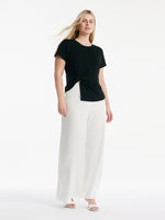 Acetate Waist Twist Asymmetric Hem Women Knit Top GOELIA