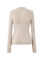 100% Wool Seamless Mock Neck Women Knit Top GOELIA