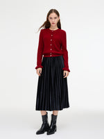 Tencel Wool Blend Ruffle Cuff Women Cardigan GOELIA