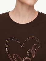 Sequined Heart Round Neck Women T-Shirt GOELIA