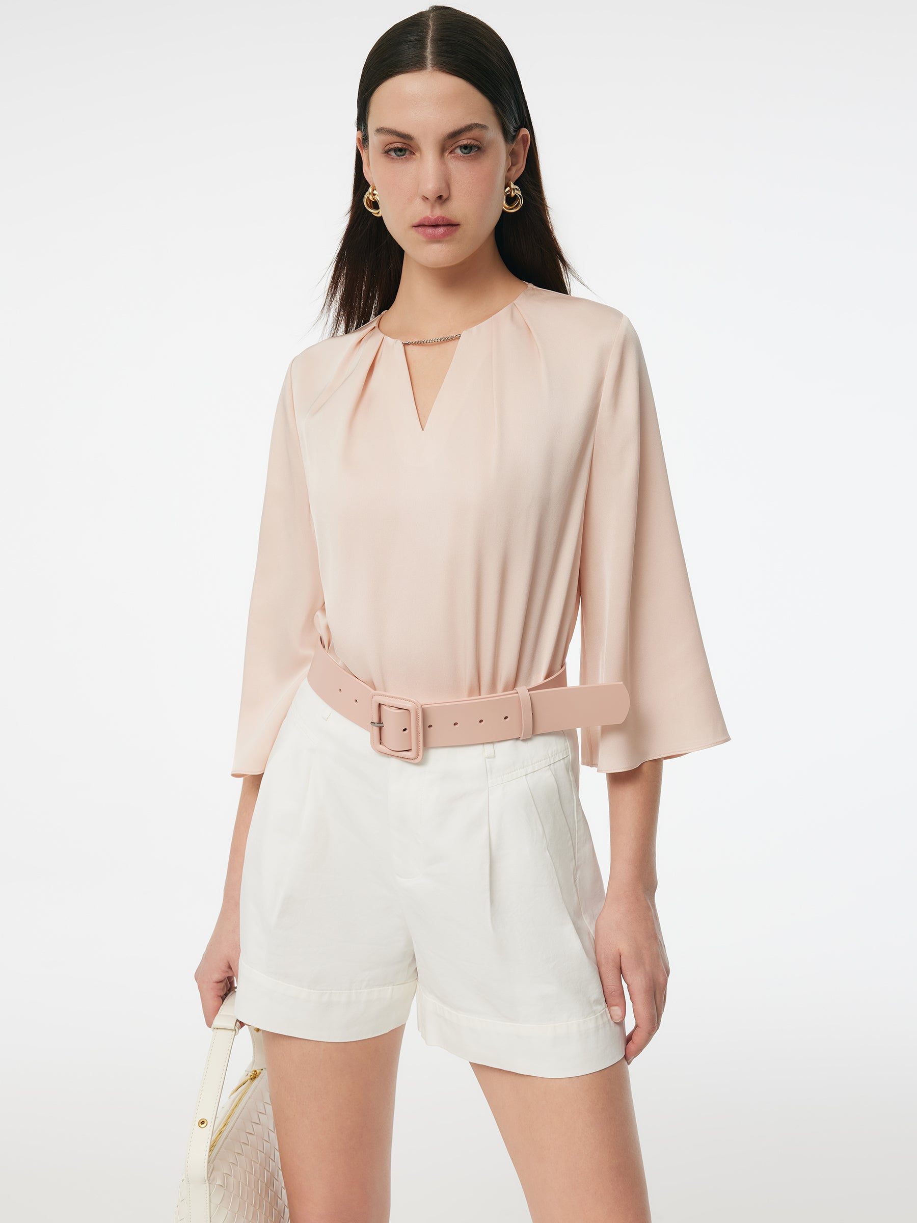 22MM Mulberry Silk 3/4 Sleeve Women Blouse GOELIA