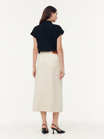 100% Cotton Denim Adjustable Waist Women Slit Skirt GOELIA