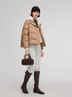 Windproof Goose Down Jacket With Detachable Knit Collar GOELIA