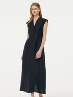 18MM Xiang Yun Silk V-Neck Cap Sleeve Women Maxi Dress GOELIA