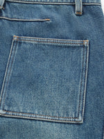 100% Cotton Denim Women Wide Leg Jeans With Belt GOELIA