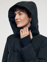 Hooded Long Goose Down Coat With Belt GOELIA
