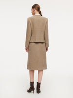 100% Washable Wool Jacket And Skirt Two-Piece Set With Belt GOELIA