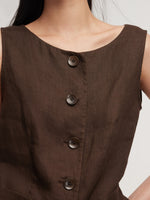 100% Linen Vest And Pants Two-Piece Set GOELIA