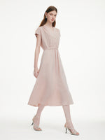 Tencel Linen Blend Cap Sleeve Women Maxi Dress GOELIA
