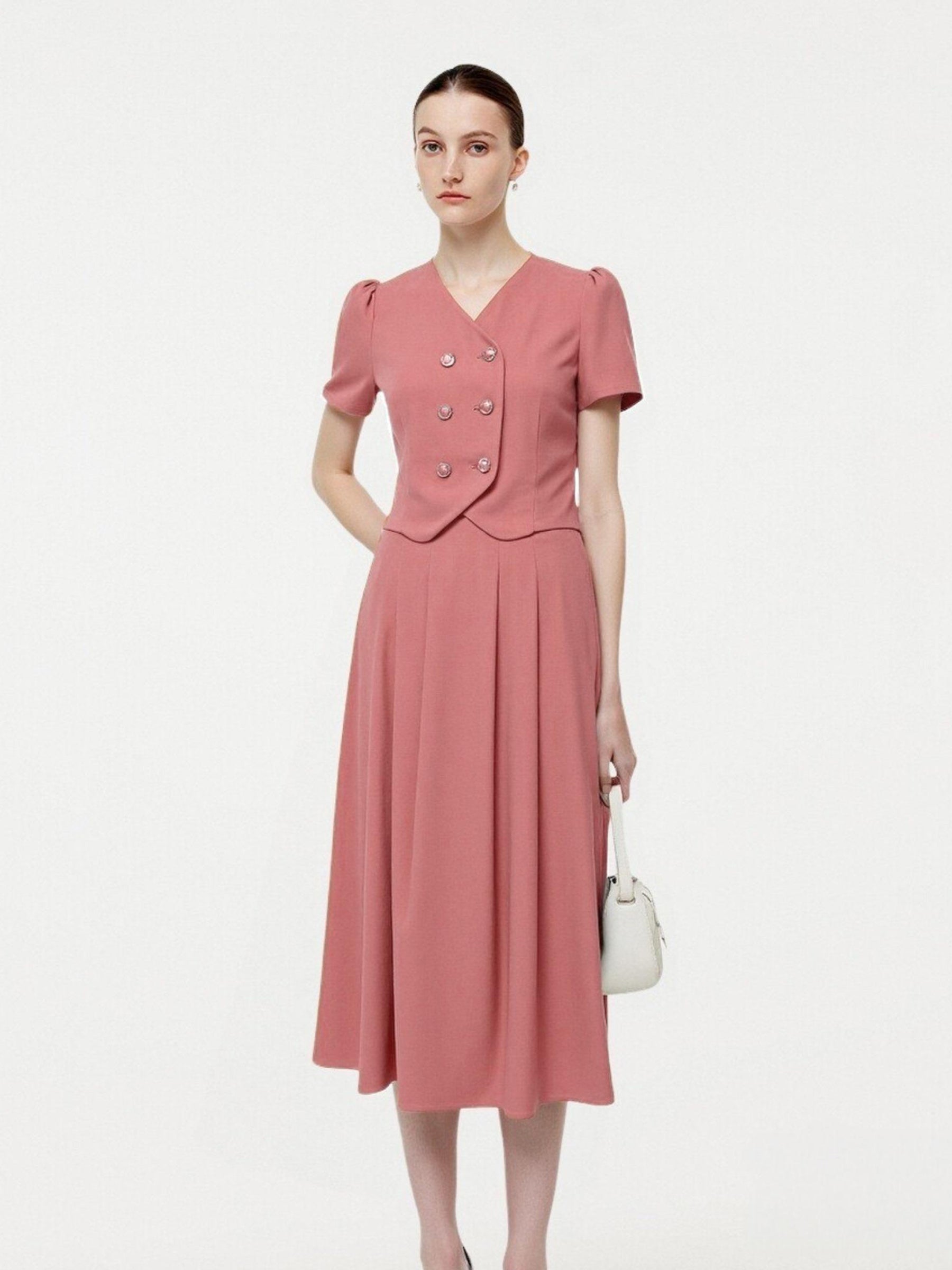 Acetate Crop Jacket And A-Line Skirt Two-Piece Set GOELIA