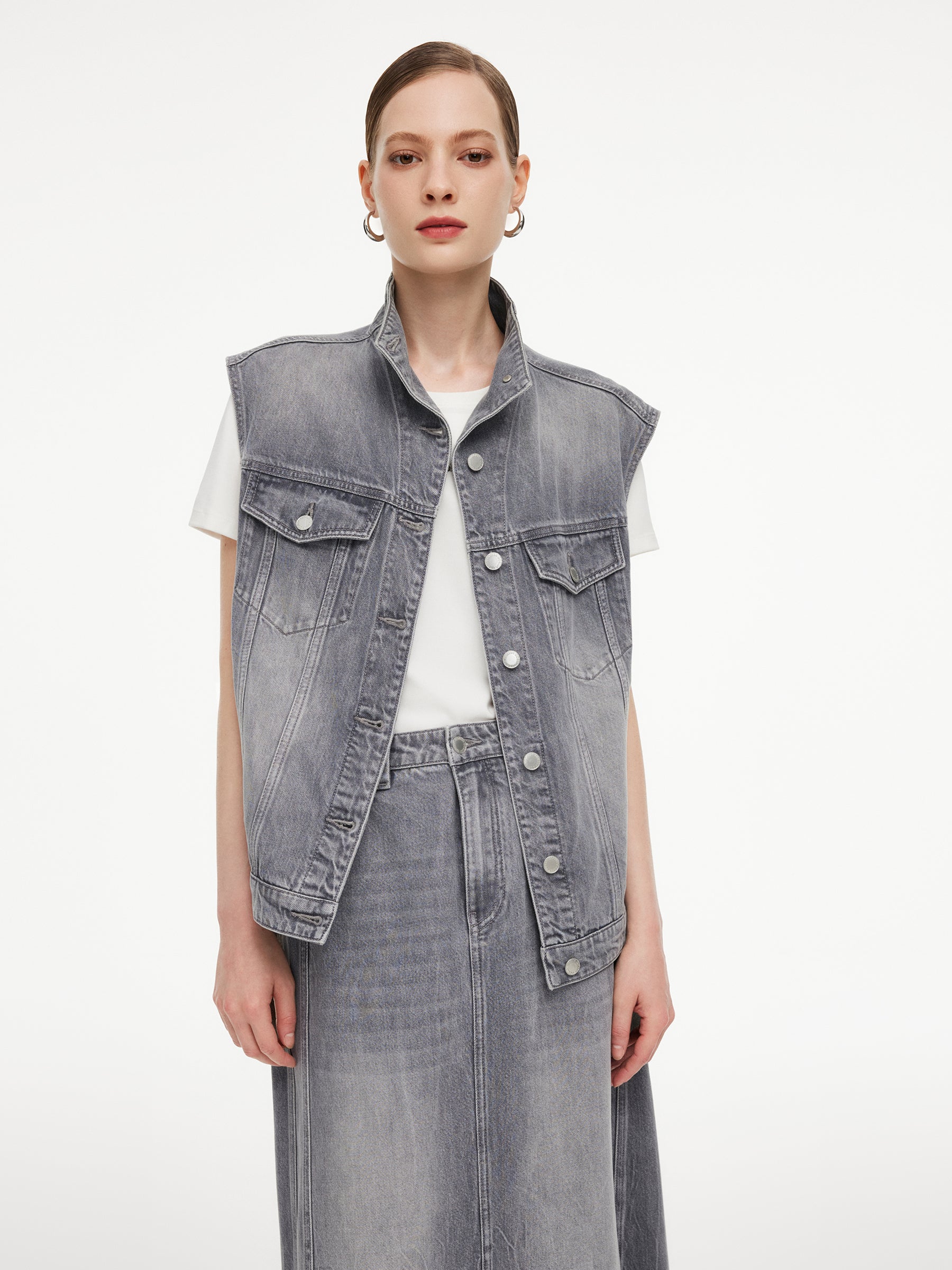 [Preview] Lyocell Cotton Blend Denim Women Vest GOELIA