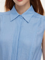 100% Linen Women Maxi Shirt Dress With Belt GOELIA