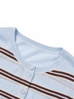 [Preview] Navy Combo Stripe Women Cardigan GOELIA