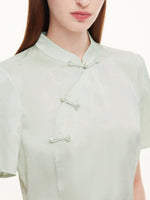 Mandarin Collar Blouse And A-Line Skirt Two-Piece Set GOELIA