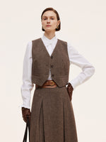 100% Washable Wool V-Neck Women Vest GOELIA