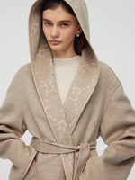 100% Wool Reversible Hooded Women Overcoat GOELIA